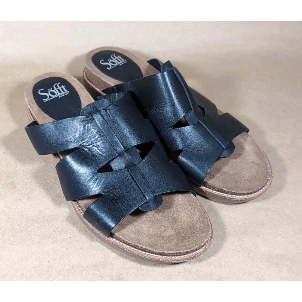 Sofft Women's 9.5 New Balin slides mule sandals Black‎ leather Comfort CBUA22